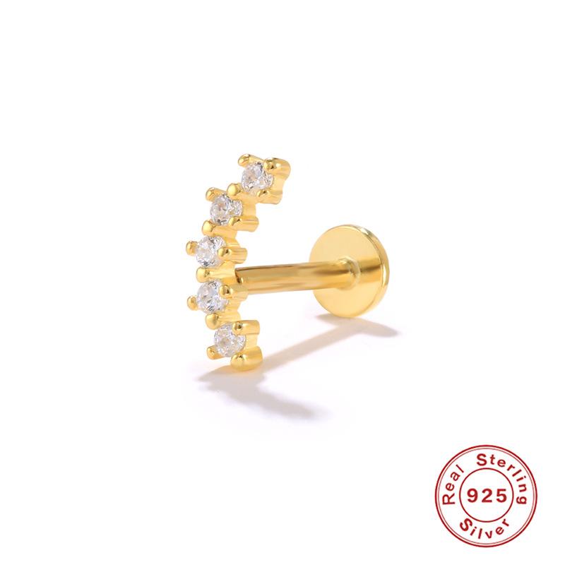 S925 Sterling Silver New Version Puncture Internal Thread Flat Head Body Auricle Puncture Earbone Stud Earring Stud Earring