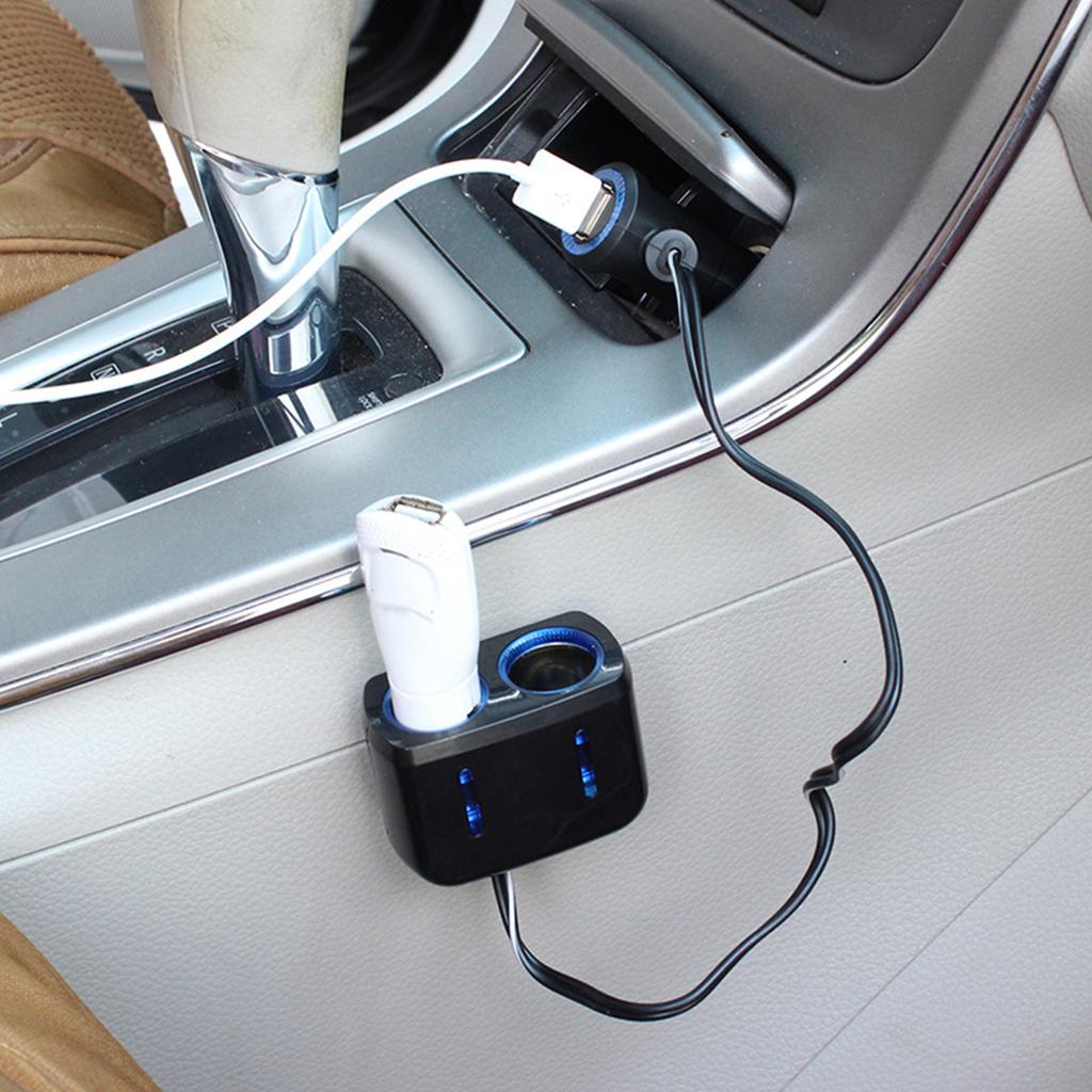 USB 5V Car Charger Splitter 1 to 2 Car Charging Adapter with 1xUSB Interface for 12V/24V Vehicles Trucks SUVs