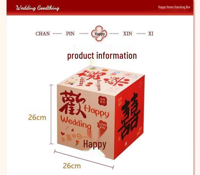 3D Double Happiness Stackable Boxes for Wedding & Engagement Decor