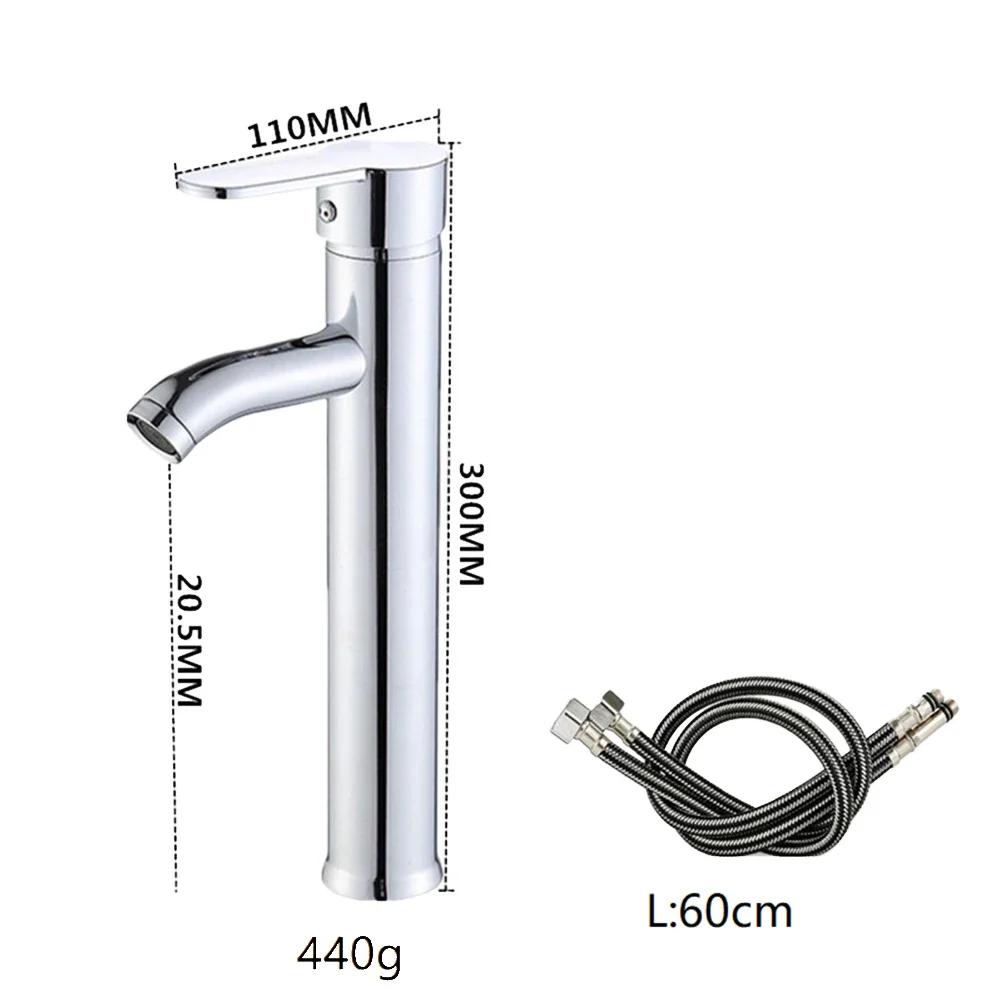 Bathroom Basin Faucet With 60CM Hoses Hot Cold Mixer Tap Deck Mounted Stainless Steel Bathroom Washbasin Sink Bathtub Faucet