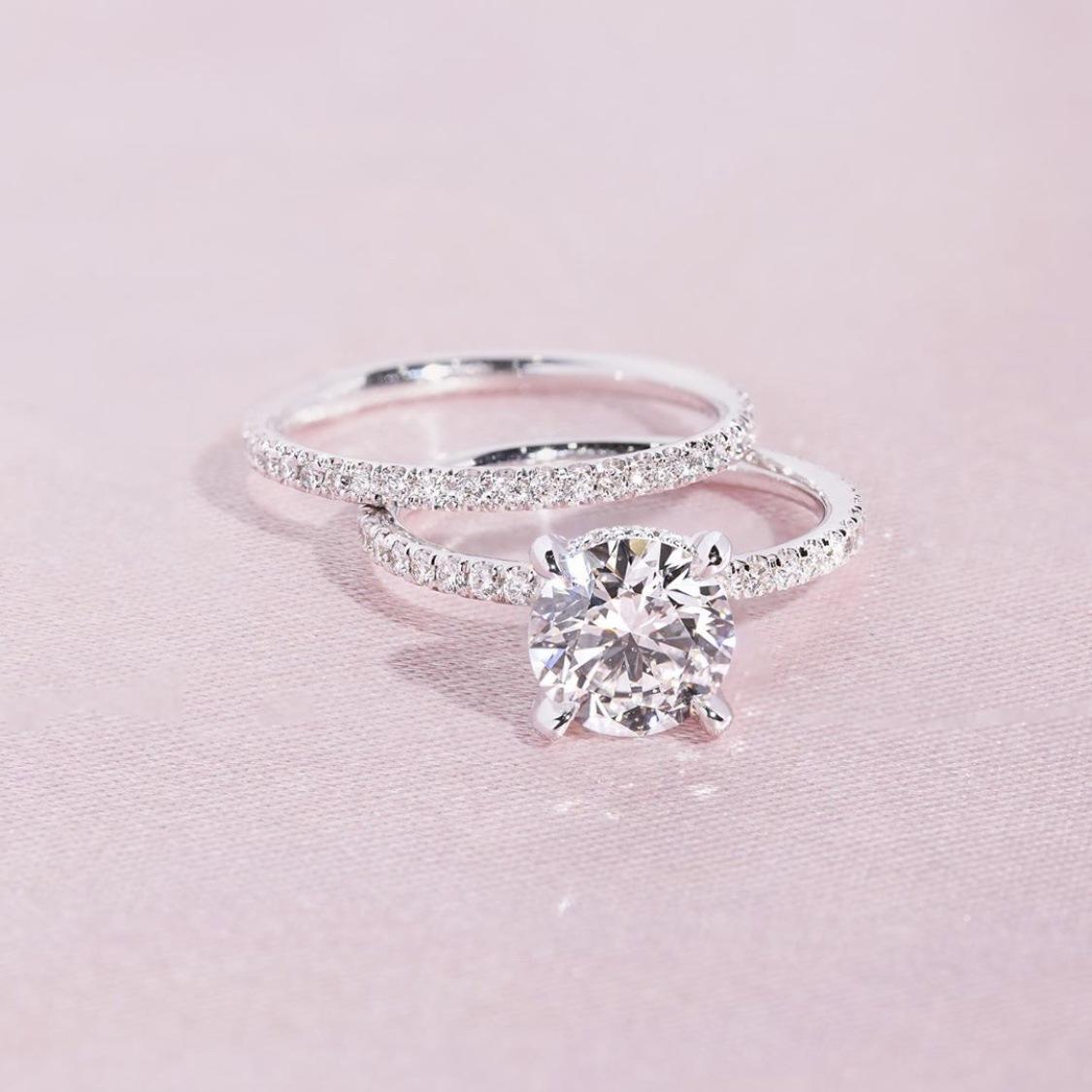 

Geometric Punk Cubic Zirconia Silver Plated Ring Set Wedding Engagement Jewelry Sizes 5-11 5