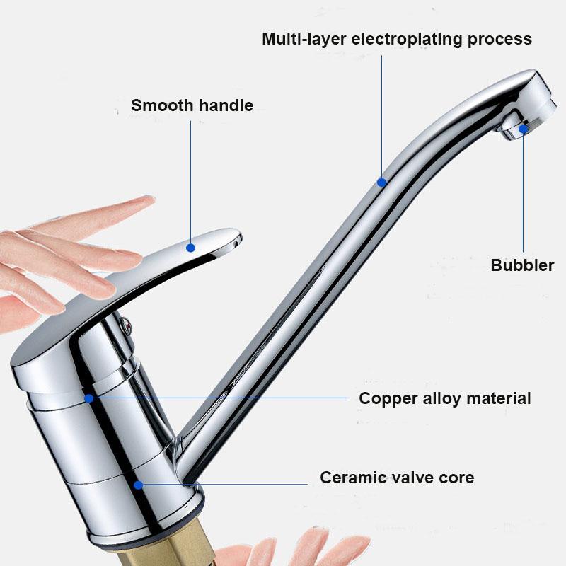 Bathroom Washbasin Kitchen Sink Faucet Zinc Alloy Short Body 360° Rotatable Cold Water Mixer Tap