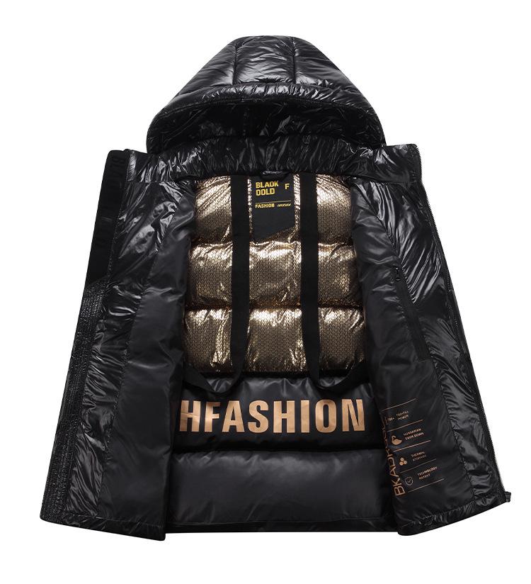 Black Gold Goose Down Long Coat - Unisex Winter Over-Knee Jacket for Extreme Cold