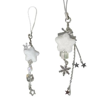 Stylish Flocking Snowflake Star Phone Ornament Winter Phone Decors Enhances Mobile Aesthetics with Soft Touch for Phone