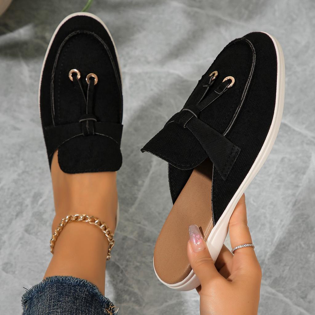 Casual Flat Bottom Mules Lock Tassel Loafers Fashion Women Single Shoes Brand Metal Buckle Slipper Comfortable Slip on Shoes