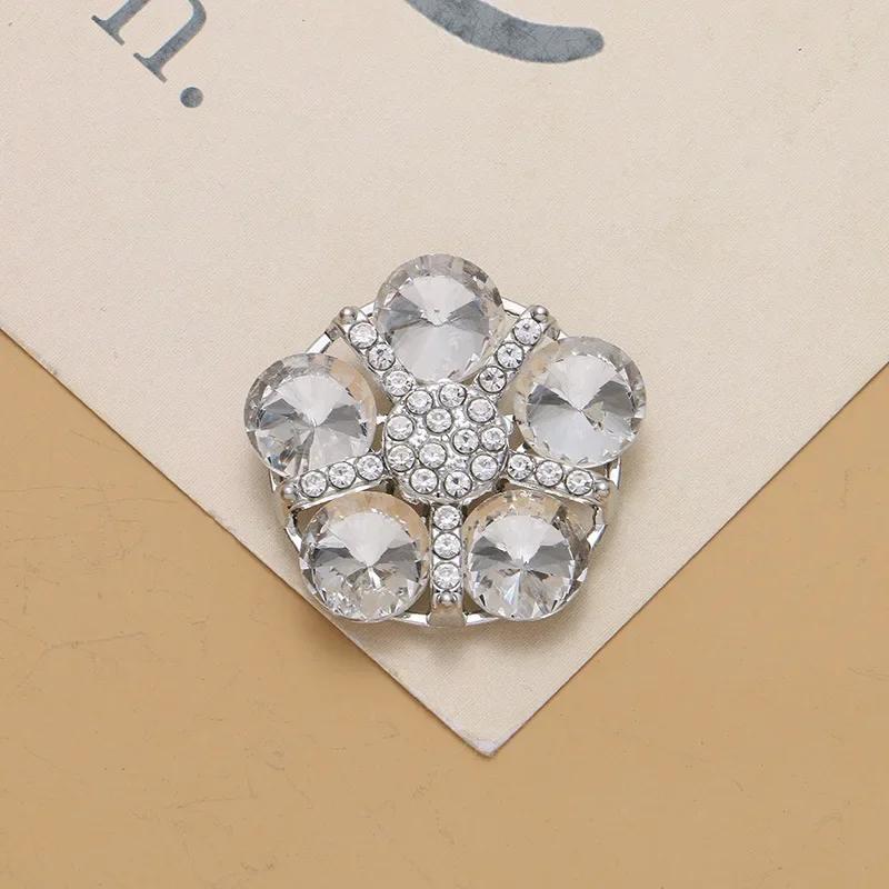1pcs High-grade Rhinestone Metal Buttons for Needlework Fur Collar Sewing Metal Embellishment Buckle
