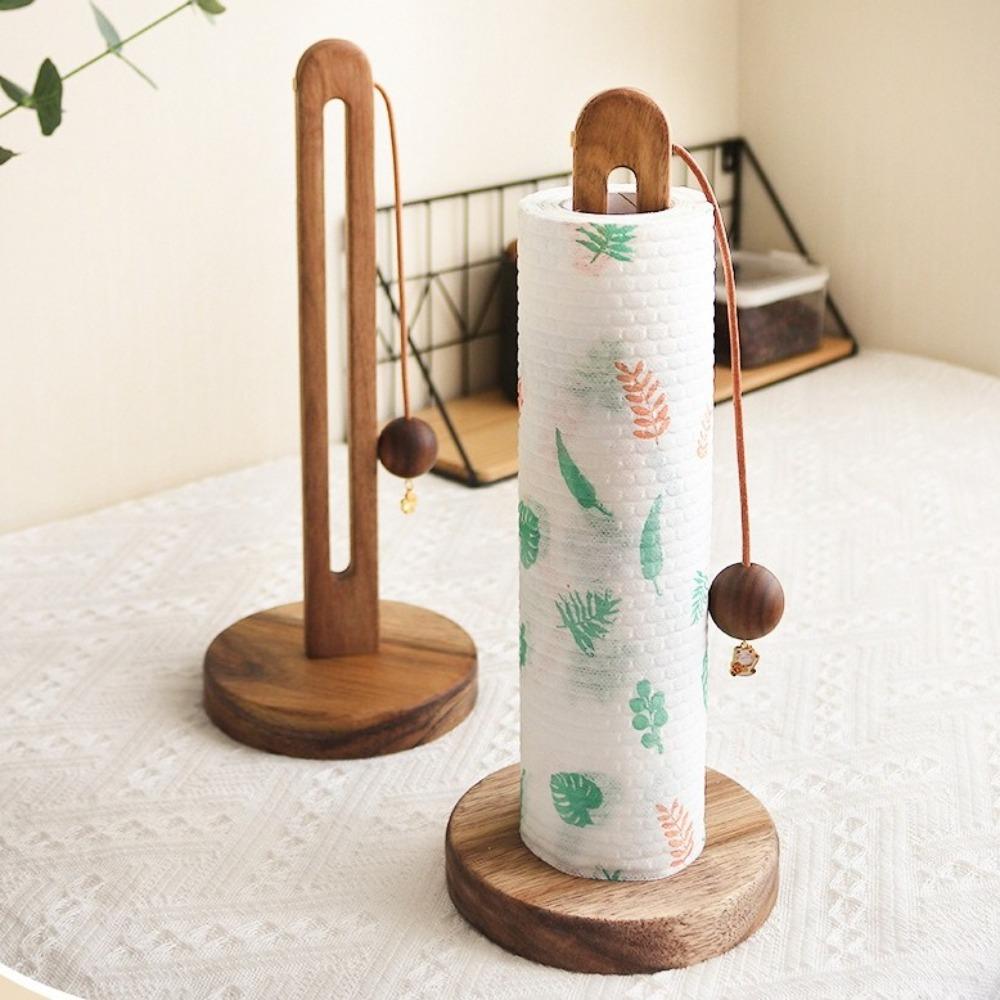 No Punch Kitchen Paper Storage Rack Solid Wood Lazy Rag Storage Rack  Kitchen Accessories