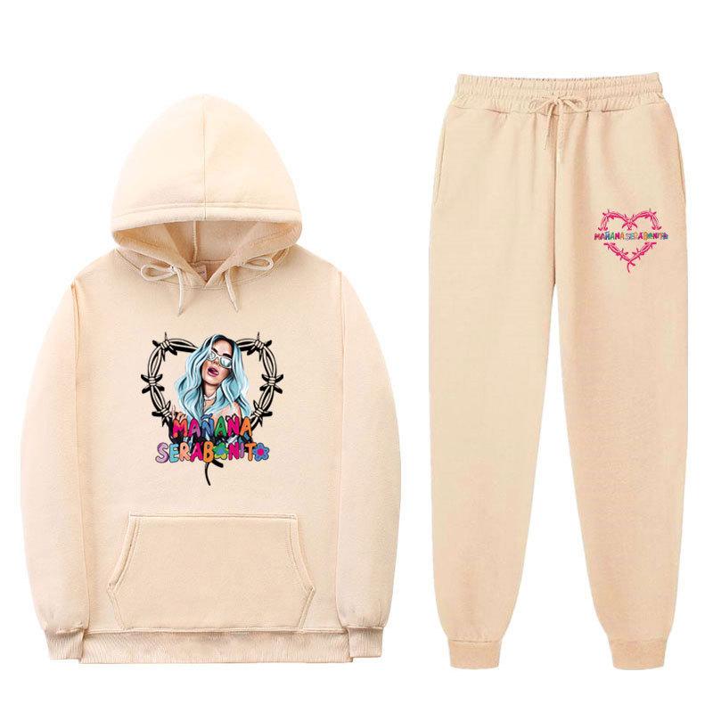 New 2023 Men's Printed Hoodie Set with Threaded Bottom Hem for Men's and Women's Casual Sports Set