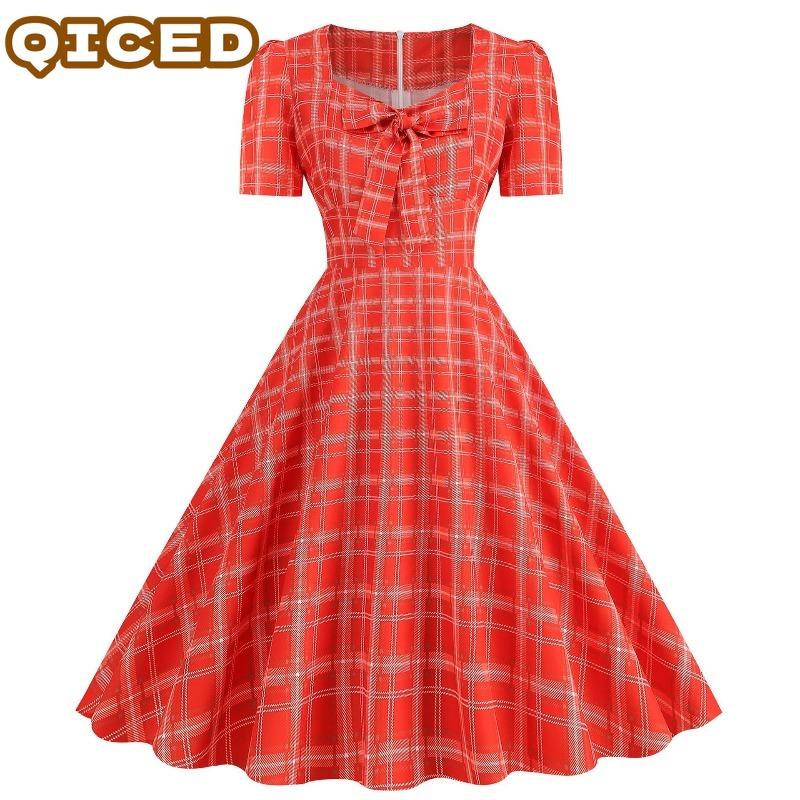 QICED Fashion Summer Spring Short Sleeve Casual Dresses