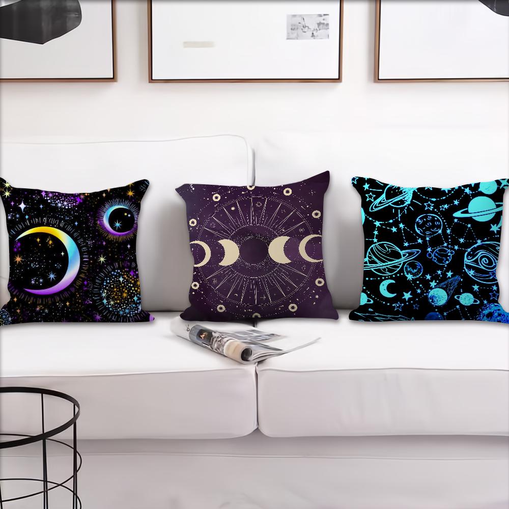 Magic Psychedelic Moon Print Black Cushion Cover Pillow Cover Decoration Room Home Sofa Living Office Car Nordic Simplicity