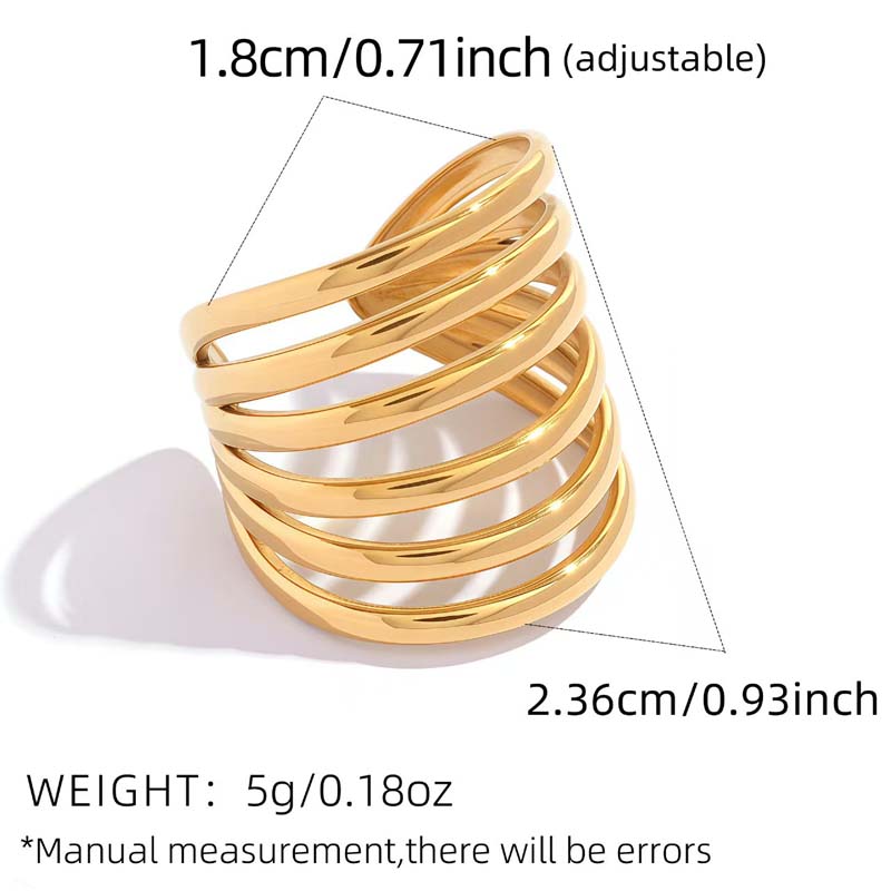 Fashion Metal Hollow Geometric Open Rings For Women Stainless Steel Gold Color Lines Spiral Adjustable Finger Ring Jewelry 2026