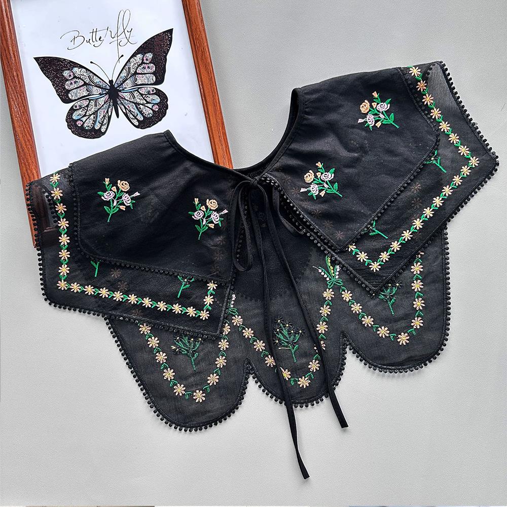 New Chinese Style Stand Lapel False Collar Women Embroidery Faux Half Shirt Blouse Fake Collars Sweater Shirt Detachable Collars