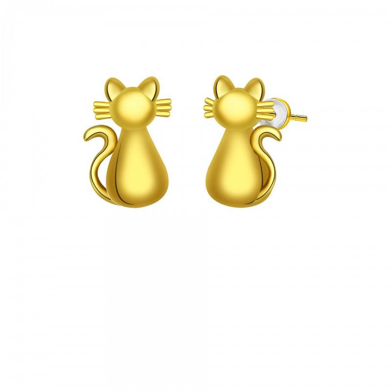 Minimalist Gold Cat Ear Studs Women Sterling Post Hypoallergenic Elegant Animal Jewelry Lightweight Chic Gold Cat Ear Earring