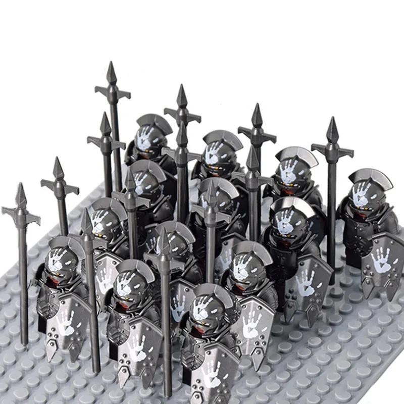 13Pcs Mini Gondor Battle Spearman Body Gurad Infantry VS Roman Solider Eomer Rohan Warriorr Figures Blocks Set Toys for Kids