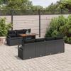 Ensemble de Canapé de Jardin de 8 Pièces avec Coussins en Rotin Poly Noir Acacia, Canapé de Jardin de 2 Places avec Coussins 3349673