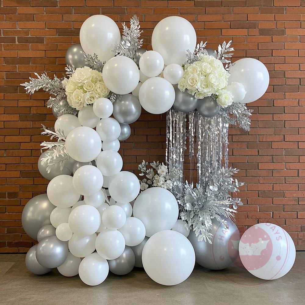 5inch-36inch White Gold Silver Metallic Chrome Balloons Wedding Happy Birthday Party Decoration Valentine's Day Globos Ballon