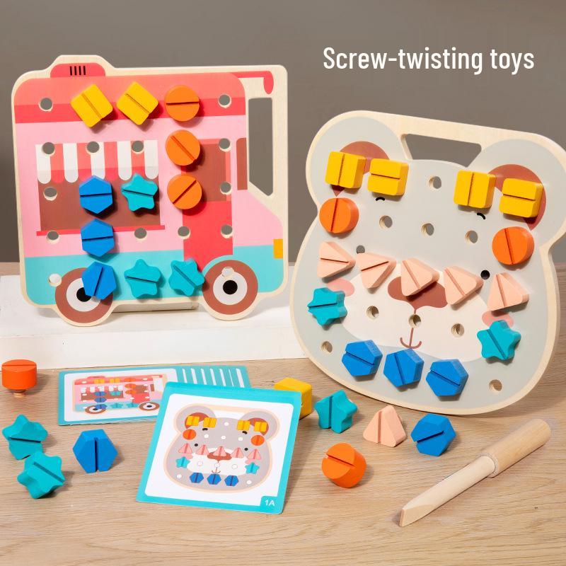 

Bear Car Shape Children s Educational Jigsaw Puzzle and Twist Nuts Tool Toy