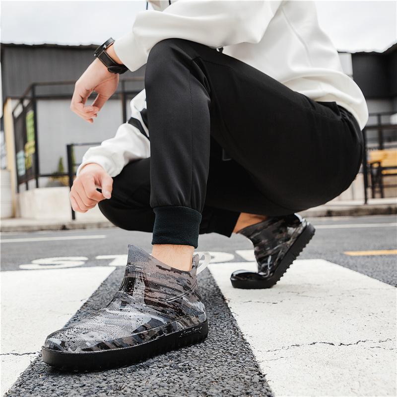 

Сапоги из непромокаемой ткани, мужские ботинки на платформе, модные нескользящие водонепроницаемые резиновые ботинки, мужские туфли-лодочки для мойки автомобиля, кухонные галоши 44 серый