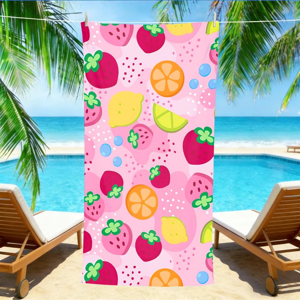 

Strawberry Fruit Beach Towel – Oversized Quick Dry Sand Free with Lemon & Orange Print W40*H60(CM)