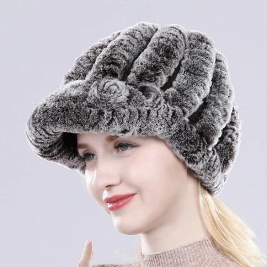 Lady Real Rex Rabbit Fur Hat Winter Knitted Natural Rex Rabbit Fur Caps Russia Women Warm Real Fur Beanies Hats
