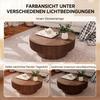 Tavolino Rotondo da Caffè con Contenitore 75cm Legno Massello Impiallacciato Tavolino Moderno Tavolino d'Accento per Soggiorno, Camera da Letto, Appartamento o Ufficio, Noce