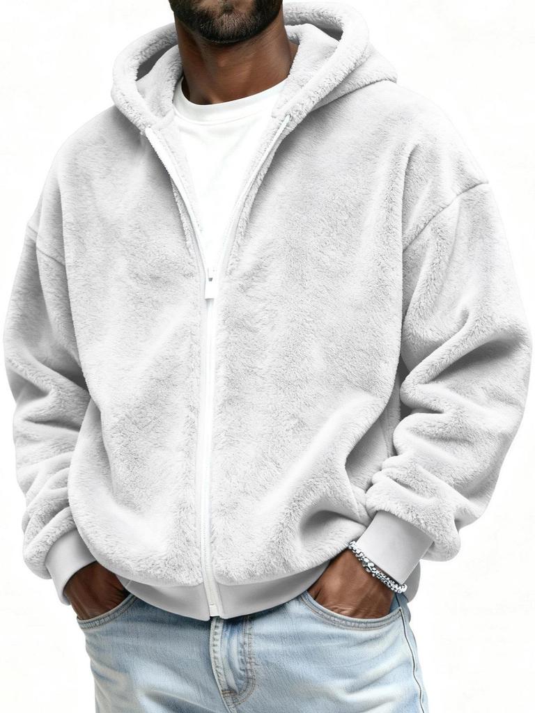 Herren Plüsch Kapuzen Reißverschluss Strickjacke Hoodie Herbst 2025