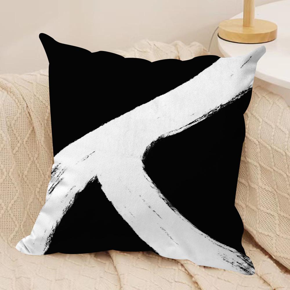 Abstract black and white Cushion Cover Silky Short Plush DoubleSided Printed Pillow Case for Sofa All Seasons Home Decor Gift