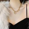 Fashion Trend OT Buckle Hollow Love Necklace Hip-hop Cool Punk Metal Pendant Clavicle Chain Women's Necklace