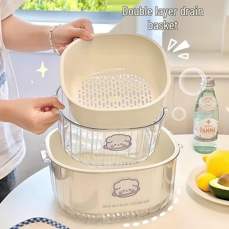 Qiwei Dual-Layer Vegetable & Fruit Draining Basket