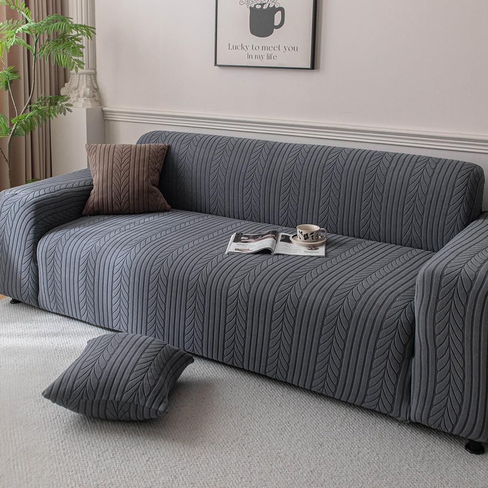 

Jacquard Fleece Elastic Sofa Cover, Lazy All-Inclusive Integrated Sofa Cover, Universal In All Seasons, Anti-Cat Scratch Single (90cm-140cm/34.4in-55.1in)
