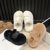 Baotou half slippers women wear autumn and winter new Internet celebrity muffin thick bottom fluffy slippers foreign style warm cotton mop