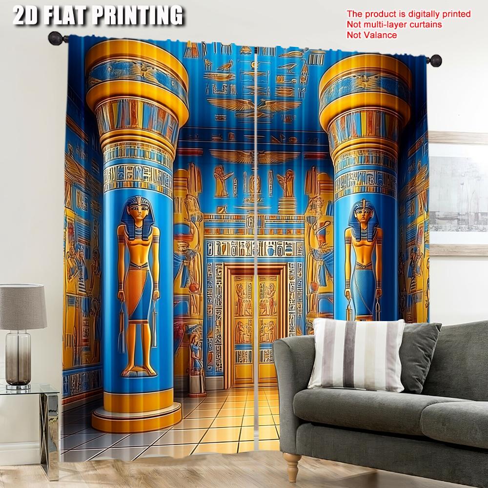 Egyptian Curtains Mysterious Ancient Egypt Temple Wall Suitable Living Room Bedroom Kitchen Bathroom Curtain Set Of 2 Made Polyester Washable Great
