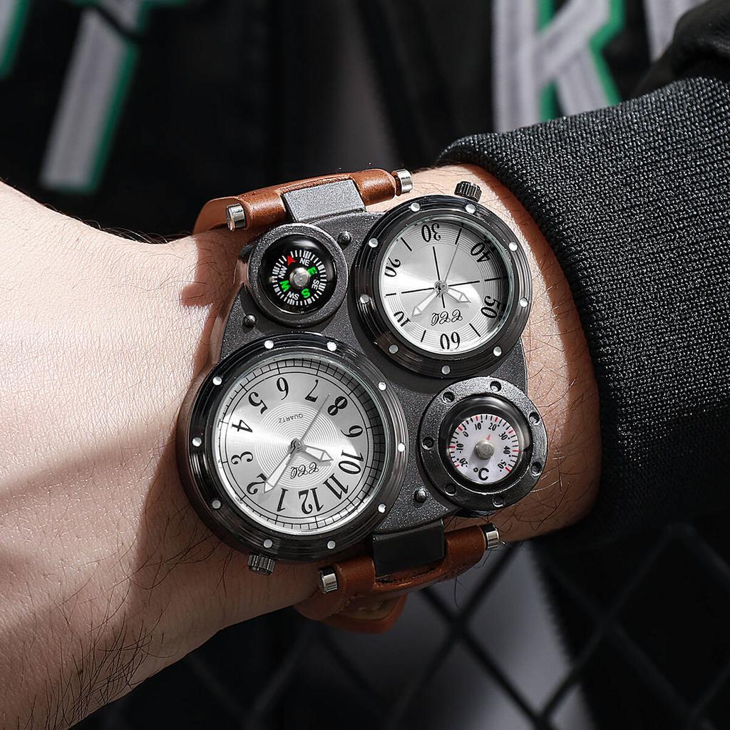 Luxury Large Dial Men Sports Watches Casual Leather Strap Quartz Wristwatches for Men Clock Reloj Hombre