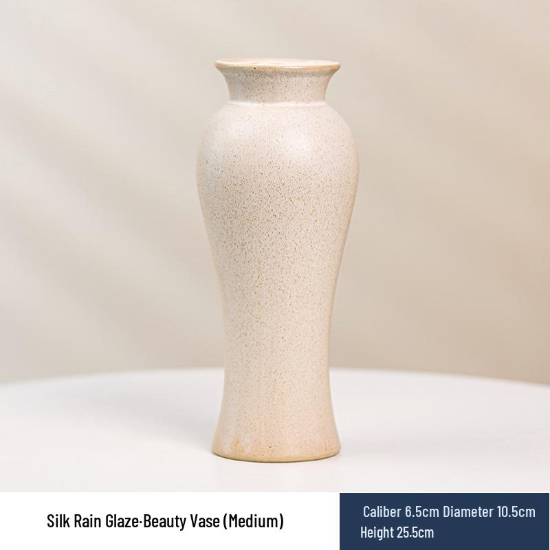Wabi-Sabi Ceramic Vase: Elegant Hydroponic Bamboo Arrangement for Living Room & Dining Table