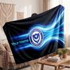 Personalisierte Fleece-Decke des Portsmouth FC mit Fußball-Logo, Individueller Name/Text, Weich, Warm, Heim-Überwurfdecke