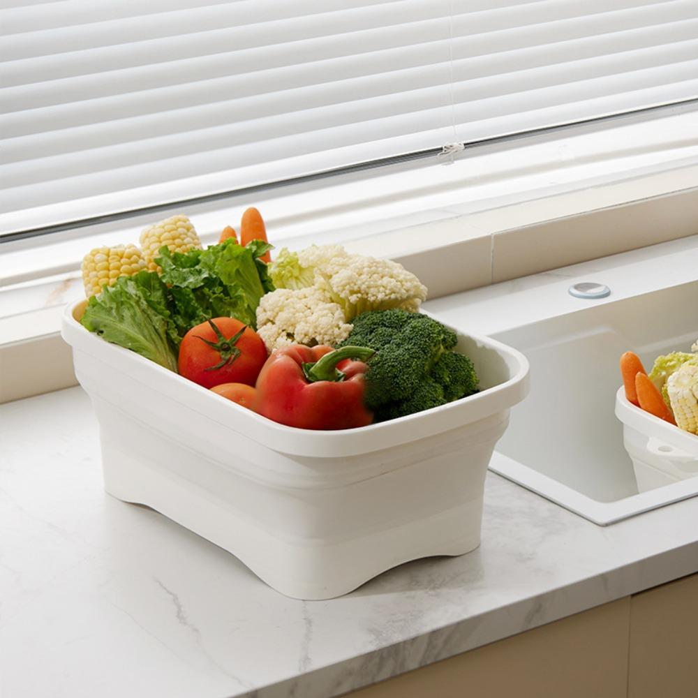 Space Saving Vegetable Washing Basin Foldable Laundry Tub Durable Dishpan  Food