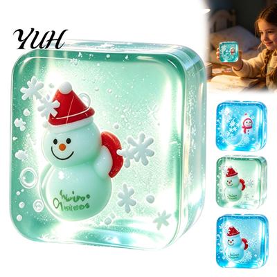 Holiday Stocking Stuffers Christmas Clear Cube Squeeze Toy, Santa Claus Stress for Sensory Toy Anxiety Reduction, Hand Relaxation Ball Xmas Gift Cubes