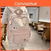 Cute Dachshund Dog Cartoon Printed Student Backpack With Pendant School For
