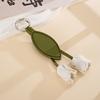 Faux Leather Tulip Bag Charm Double Flower Leaf Minimalist Floral Pendant Accessory for Women Gift Accessory Bag Charm