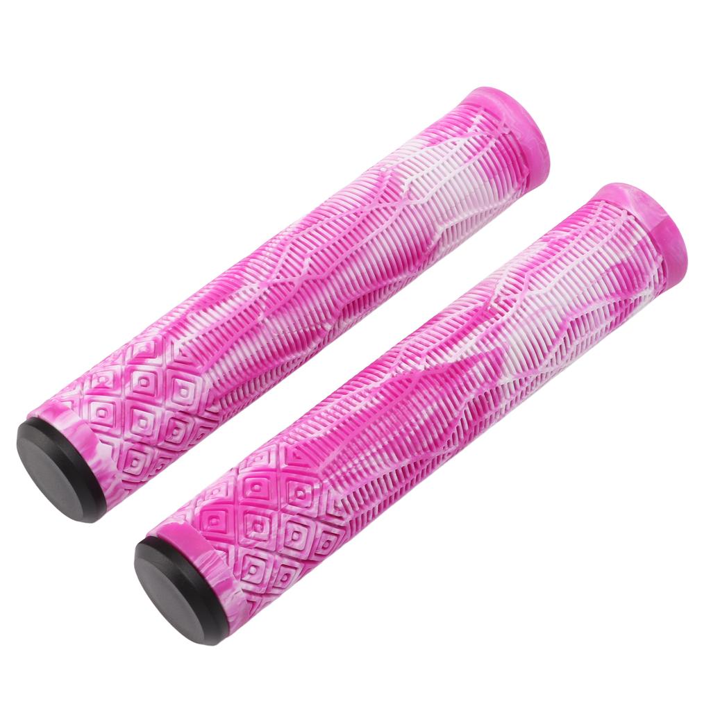 MTB Bicycle Grip 22.2mm TPE Rubber Handlebar Cover Soft Antislip Handle Grip with Lock Bar EndPink