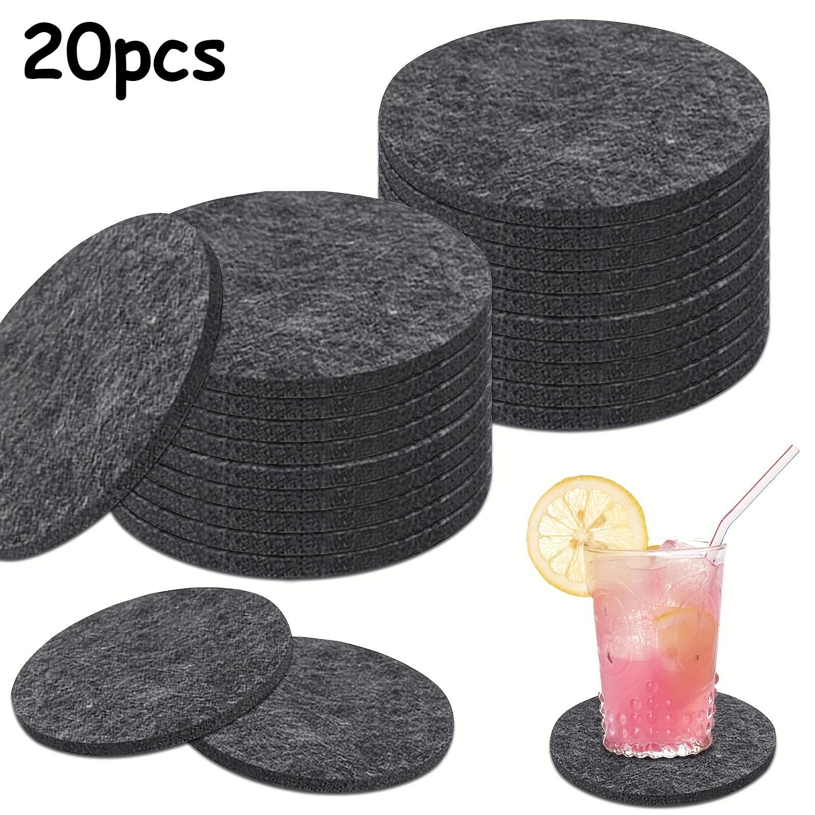 20pcs Round Felt Coasters Set - Washable, For Glass Cups, Tabletops, and Bars, Coaster Set, Coaster For Glass, Coaster For Cup