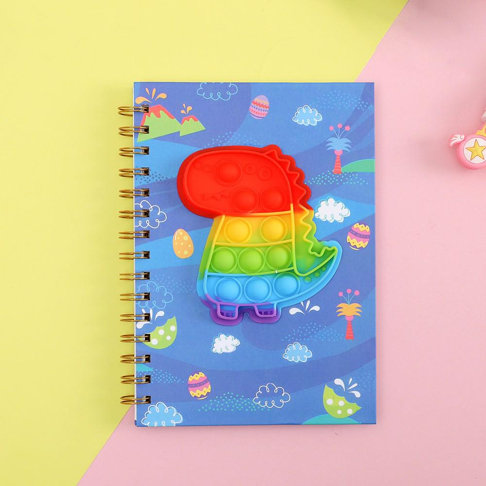 Rainbow Mouse Decompression Silicone Notebook: A5 Cartoon Memo Pad, Coil-Bound Journal