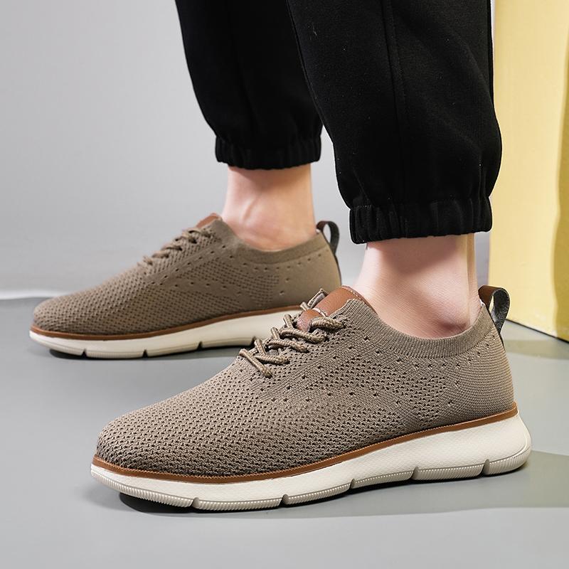 Lightweight Men's Casual Sneakers Fashion Knitted Casual Sports Shoes Retro Style Walking Flat Shoes Big Size 39-48 Male Footwear