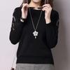 Korean Fashion Elegant Sweaters Women Solid O-Neck Embroidered Sweet Temperament Long Sleeve Loose Pullovers Knitted Tops