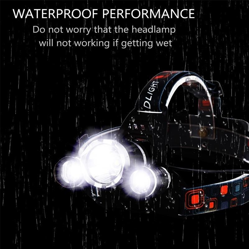 New Upgraded Super Bright LED Headlamp Headlight Battery Powered Helmet Light,Charging Equipment and Batteries Included Best Headlight