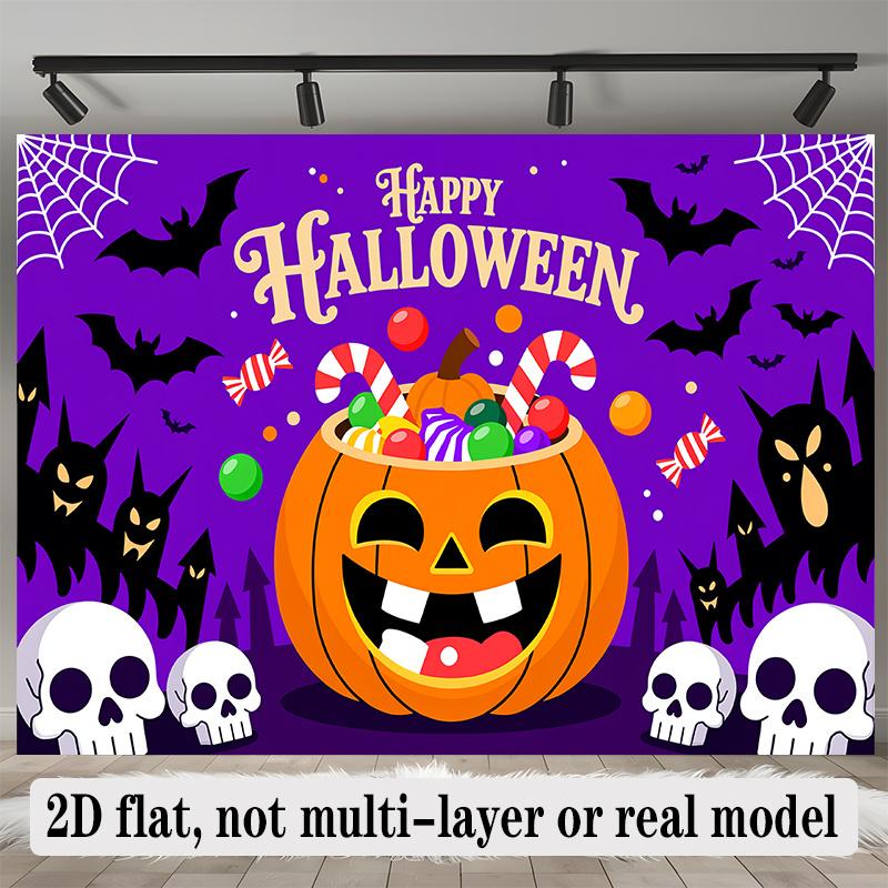 Party Backdrop Halloween Flat Banners Pumpkins Skulls Bats Celebrations Wedding Enthusiasts Event Backdrop Decoration Front Door Decor
