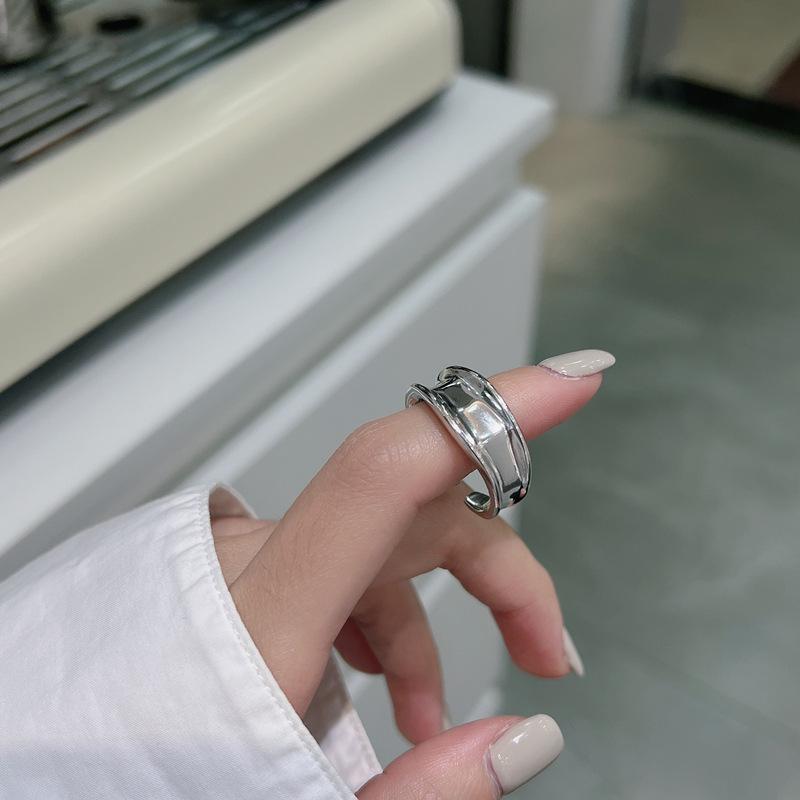 S925 Sterling Silver Textured Irregular Streamline Ring, Korean Vintage Chic Style, INS-inspired Blogger Jewelry.