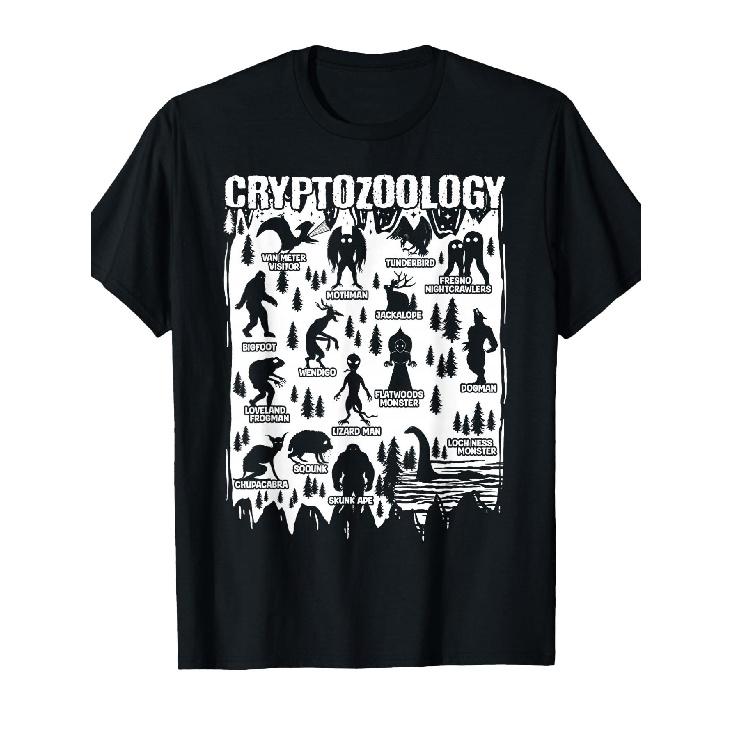 Cryptozoology Cryptid Bigfoot Mothman Dogman Other Monsters T-Shirt S