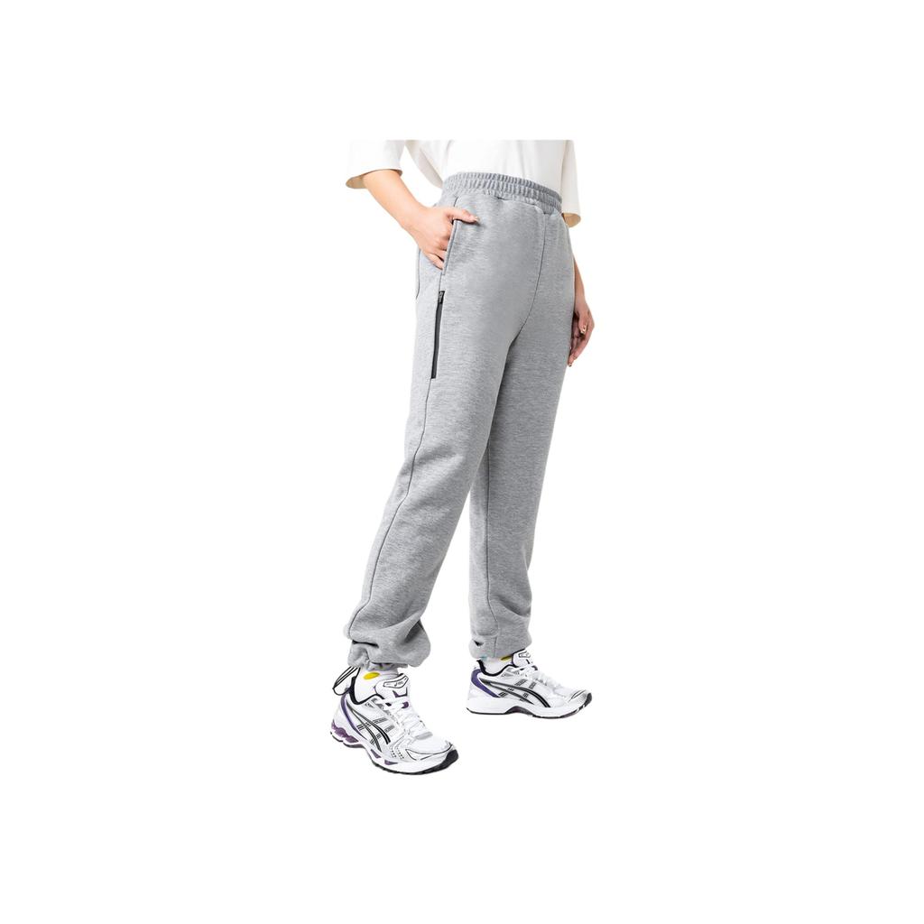 Asics Pantalones Deportivos de Punto Cálidos de Color Sólido para Exteriores, Casuales, con Puños Elásticos, Rectos, Holgados para Mujer, parte inferior Gris Claro 2032D048-020