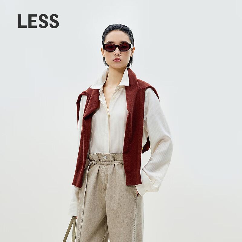 LESS 2025 Spring Mulberry Silk Blend Long Sleeve Shirt S